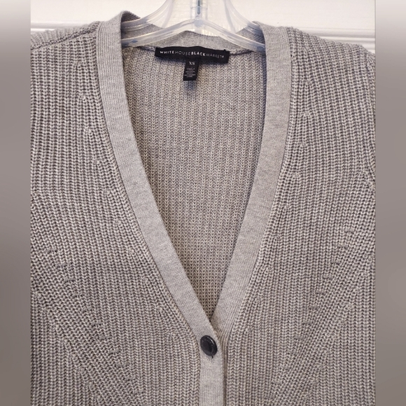 White House Black Market GRAY Button knit ribbed STRUCTURED CARDIGAN Sweater XS - Picture 10 of 11